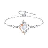 wholesale TOUPOP Rose Heart Birthstone Bracelet 925 Sterling Silver Butterfly Heart Bracelet Love Birthstone Jewelry Anniversary Birthday Christmas Gifts For Women Girlfriend Wife Her -color_name:10-October-Opal