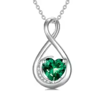 TOUPOP Sterling Silver Birthstone Infinity Love Moon Necklace For Women-color_name:05-Emerald-May.