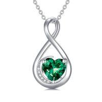 wholesale TOUPOP Birthstone Necklace For Women S925 Sterling Silver Infinity Love Necklace Infinity Moon Jewelry Birthday Christmas Gifts For Women Mom Wife Girlfriend, 18"+2" Inches -color_name:05-Emerald-May.