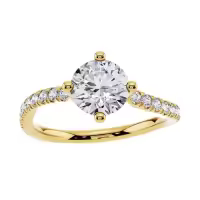TOUPOP 10k/14k/18k Gold Moissanite Engraved Name Round Cut Engagement Rings-style_name:N Moissanite Ring