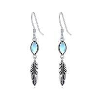 wholesale Feather Earrings For Women 925 Sterling Silver Western Boho Drop Dangle Earrings Vintage Feather Jewelry Gifts -color_name:Moonstone