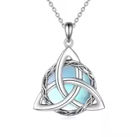TOUPOP 925 Sterling Silver Celtic Knot Necklace Irish Jewelry Gifts-style_name:1-Celtic Knot Necklace(Moonstone)