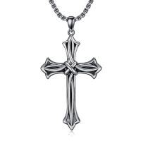 wholesale Cross Necklace For Men Women 925 Sterling Silver Celtic/crucifix/nail/fish Hook Cross Pendant With Stainless Steel Chain Faith Jewelry Gift For Father Son Brother Husband -color_name:A02-Celtic Cross Necklace Black