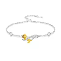 TOUPOP Sterling Silver Insect Bracelet with Stones-style_name:Bee