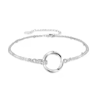 TOUPOP Sterling Silver Ankle Bracelets For Women Adjustable Anklet Elegant Foot Jewelry-style_name:Interlocking Circle