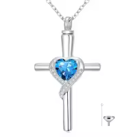 TOUPOP Sterling Silver Crystal Cross Urn Necklace Memorial Keepsake Jewelry-color_name:12-December-Topaz