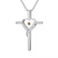 TOUPOP 925 Sterling Silver Mustard Seed Cross Necklace Christian Faith Jewelry-style_name:Mustard Seed Cross C