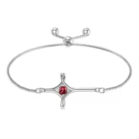 TOUPOP Sterling Silver Birthstone Cross Infinity Bracelet For Women-color_name:01-January-Garnet