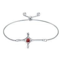 wholesale TOUPOP Birthstone Cross Bracelet For Women 925 Sterling Silver Cross Infinity Bracelet Fine Jewelry Birthday Christmas Gifts For Her Girlfriend Wife -color_name:01-January-Garnet