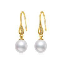 TOUPOP 14k Gold Pearl & Moissanite Dangle Earrings-style_name:Teardrop Hooks-Pearl/Moissanite