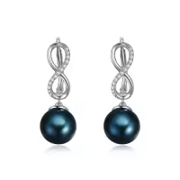 TOUPOP Sterling Silver Black Freshwater Pearl Pendant & Earrings Set-style_name:Freshwater Pearl01
