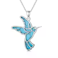 TOUPOP Sterling Silver Turquoise Necklace Jewelry For Women Gifts-style_name:Hummingbird