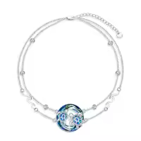TOUPOP 925 Sterling Silver Layered Turtle Ankle Bracelet Beach Ocean Jewelry-style_name:Turtle-b