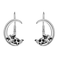 TOUPOP Sterling Silver Moon Animals Dangle Drop Hoop Earrings For Women-style_name:03-Leverback-Cow