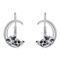 wholesale TOUPOP Moon Animals Leverback Earring For Women Sterling Silver Dangle Drop Hoop Earrings For Women Birthday Anniversary Christmas -style_name:03-Leverback-Cow