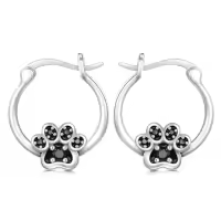 TOUPOP Sterling Silver S925 Dachshund Paw French Bulldog Dog Hoop Earrings Women Birthday Gift-style_name:Paw Earrings