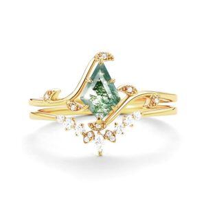 B Moss Agate Gold Ring