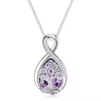 TOUPOP Sterling Silver Birthstone Tree Of Life Teardrop Infinity Necklace-color_name:06 June Birthstone