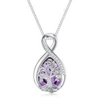 wholesale TOUPOP Valentines Day Gifts Birthstone Necklace For Women Tree Of Life Necklace Teardrop Necklace S925 Sterling Silver Infinity Love Birthday Gifts For Mom Women Girls, 18"+2" Inches -color_name:06 June Birthstone