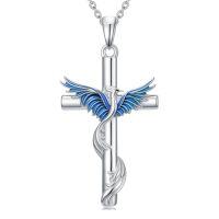 wholesale TOUPOP Phoenix Necklace 925 Sterling Silver Crystal Pendant Phoenix Rising Jewelry Women Birthday Gifts -color_name:03-Blue Phoenix