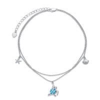 wholesale Sea Turtle Dolphin Mermaid Anklet For Women 925 Sterling Silver Dolphin Beach Anklet Ocean Summer Jewelry Gifts For Women -style_name:Turtle
