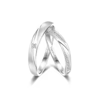 TOUPOP Sterling Silver D VVS1 Moissanite Wedding Ring Sets For Couples-color_name:E Moissanite Wedding Ring Set