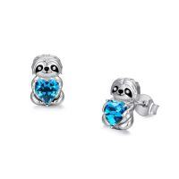 wholesale TOUPOP Giraffe/highland Cow/sloth/panda/elephant/cat/dachshund/owl/bat Crystal Stud Earrings 925 Sterling Silver Animals Earrings For Women Anniversary Birthday Halloween Christmas Gifts For Her -style_name:Sloth