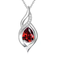 TOUPOP 925 Sterling Silver Teardrop Birthstone Infinity Necklace-color_name:01-January-Garnet