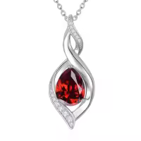 TOUPOP 925 Sterling Silver Teardrop Birthstone Necklace Infinity Love Jewelry Gift-color_name:01-January-Garnet