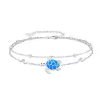 TOUPOP Sterling Silver Beaded Celtic Infinity Butterfly Anklet-style_name:Sea Turtle Anklet