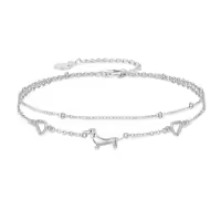 TOUPOP 925 Sterling Silver Sea Turtles Elephant Wave Cross Anklet-style_name:10-Dachshund
