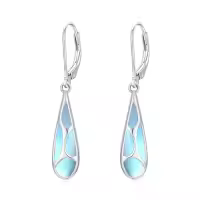 TOUPOP 925 Sterling Silver Gemstone Dangle Leverback Earrings-style_name:Moonstone
