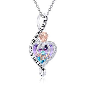 Mom Necklace With Purple Heart Crystal