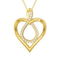 TOUPOP 14k Gold Crystal Y Lariat Necklace with Diamond Heart Celtic Knot-style_name:Infinity Heart Necklace