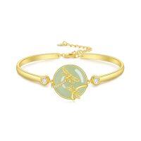 wholesale Jade Bracelet For Women 14k Gold Plated Sterling Silver Tree Of Life/lotus/cat/hummingbird/dragonfly/bee/butterfly Jade Jewelry Christmas Gifts For Mom Wife Grandma -style_name:Dragonfly