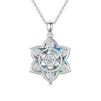 wholesale Abalone Lotus Necklace 925 Sterling Silver Lotus Flower Necklace Yoga Pendant Abalone Jewelry Christmas Gifts For Women -style_name:5-Abalone Lotus