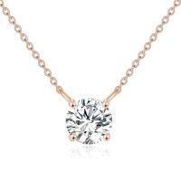 TOUPOP 14K Gold Moissanite Necklace, 0.5-2ct Round Cut Solitaire-size_name:0.5CT,color_name:Rose Gold
