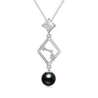 wholesale Black Pearl Necklace For Women Sterling Silver Constellation Black Freshwater Pearl Necklace Constellation Sign Birthstone Jewelry Anniversary Birthday Gifts For Women Wife Her Mom -style_name:Taurus (4.20 - 5.20) with Emerald May Birthstone