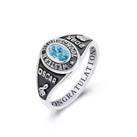 TOUPOP Sterling Silver Birthstone Personalized 2025 Graduation Rings-style_name:Class C
