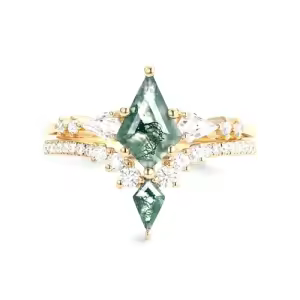 F Moss Agate Gold Ring