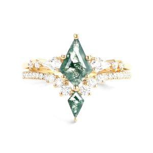 F Moss Agate Gold Ring