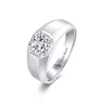 TOUPOP 925 Sterling Silver D Color Vvs1 Round Moissanite Men's Ring-style_name:D Moissanite Ring