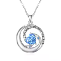 TOUPOP 925 Sterling Silver & Stone Sister/Mom Necklace Birthday Christmas Gifts-style_name:Heart Moon