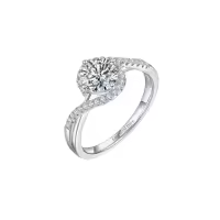 TOUPOP 18K Gold Plated Moissanite Personalized Name Ring-style_name:Round Wedding Ring