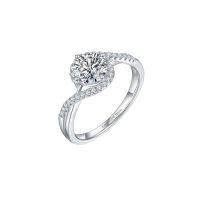 wholesale TOUPOP Personalized 1ct Moissanite Engagement Bands For Women D Color Vvs1 Clarity 925 Sterling Silver 18k Gold Plated Promise Ring Custom Name Ring Gift For Anniversary And Special Occasions -style_name:Round Wedding Ring