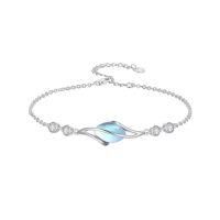 wholesale 925 Sterling Silver Bracelet For Women Oval Gemstone Chain Bracelet Fine Jewelry Birthday Christmas Gifts For Women -color_name:Moonstone