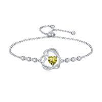 wholesale TOUPOP Heart Birthstone Bracelet 925 Sterling Silver Double Heart Bracelet Love You For Always And Forever Jewelry Anniversary Birthday Christmas Gifts For Women Wife Her -color_name:08-August-Peridot