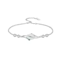 TOUPOP 925 Sterling Silver Oval Gemstone Bracelet Fine Jewelry Gift-color_name:Opal