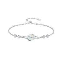 wholesale 925 Sterling Silver Bracelet For Women Oval Gemstone Chain Bracelet Fine Jewelry Birthday Christmas Gifts For Women -color_name:Opal