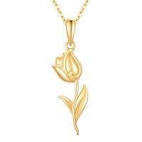 TOUPOP 14k Gold Flower Pendant Necklace For Women-style_name:Tulip Necklace
